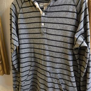 Chor Clothing Company Gray and Black Striped Hooded Performance Pullover